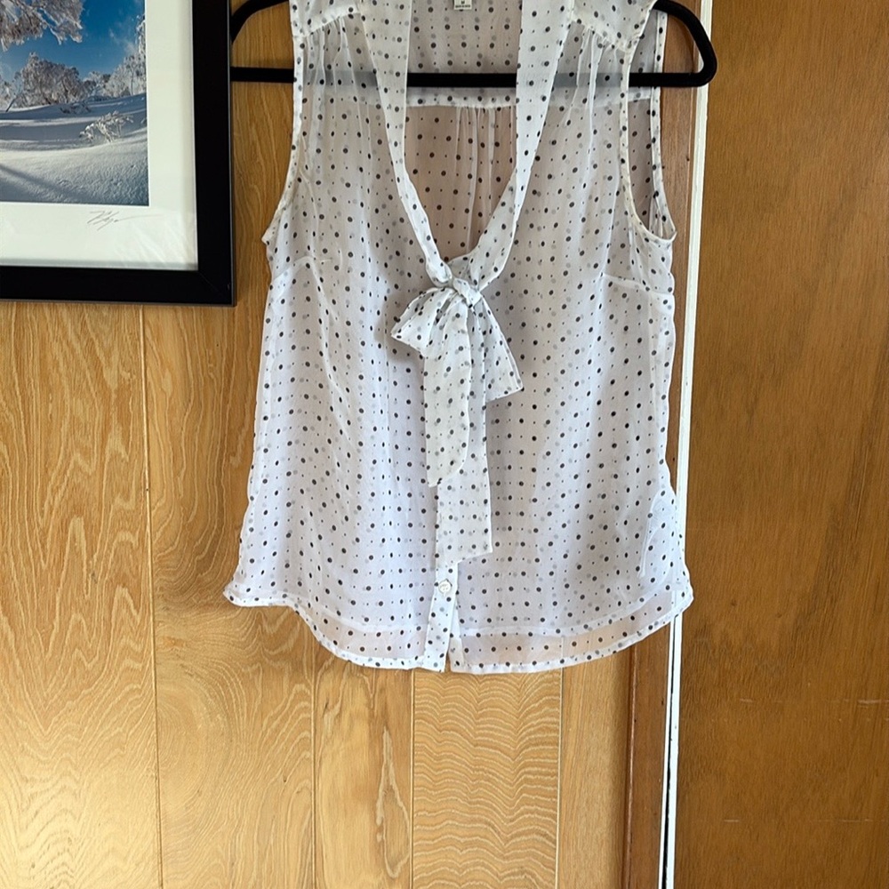 White Polka Dot Sleeveless Blouse